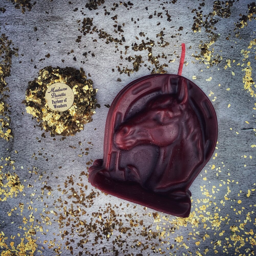 Vela Hechizo Herradura de la Suerte de Cera de Abejas - Magia de Suerte y Poder