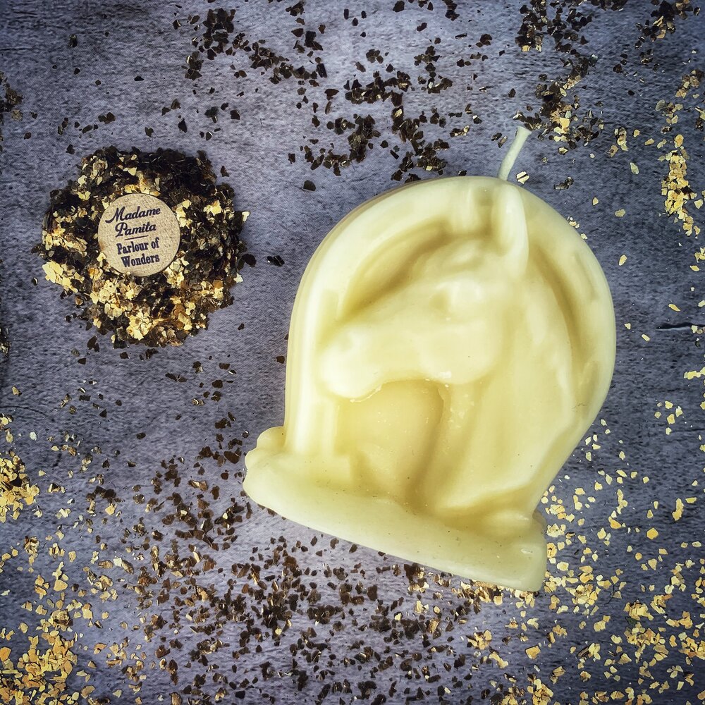 Vela Hechizo Herradura de la Suerte de Cera de Abejas - Magia de Suerte y Poder