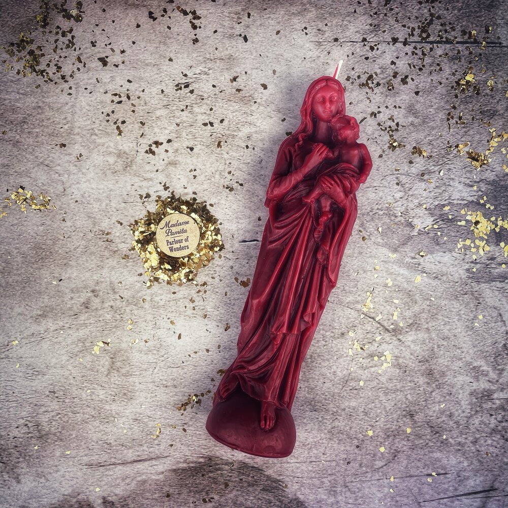 Vela de cera de abeja de la Madre María – Protección Divina y Magia de Amor Incondicional