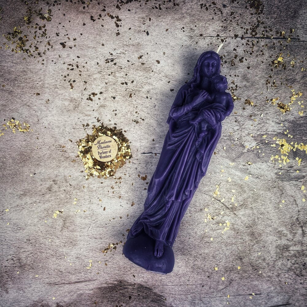 Vela de cera de abeja de la Madre María – Protección Divina y Magia de Amor Incondicional