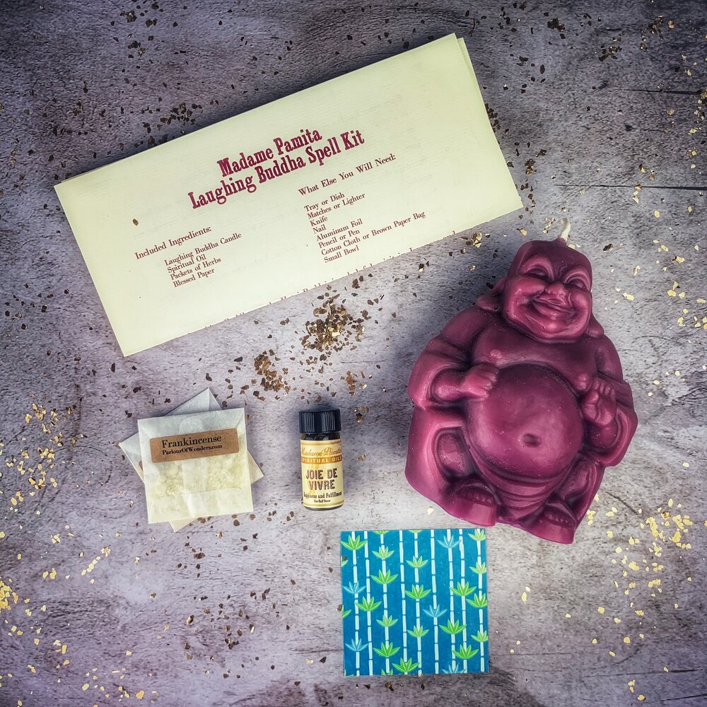 Kit de Hechizo de Vela de la Abundancia del Buda que Ríe - Magia para la Riqueza, Suerte y Prosperidad