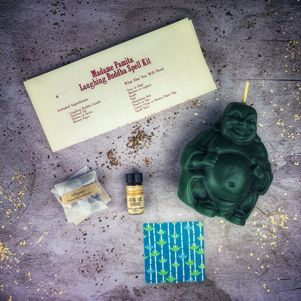 Kit de Hechizo de Vela de la Abundancia del Buda que Ríe - Magia para la Riqueza, Suerte y Prosperidad