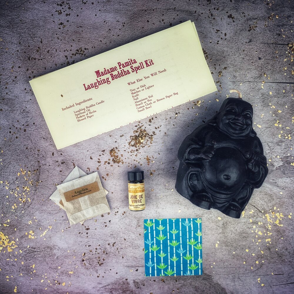 Kit de Hechizo de Vela de la Abundancia del Buda que Ríe - Magia para la Riqueza, Suerte y Prosperidad