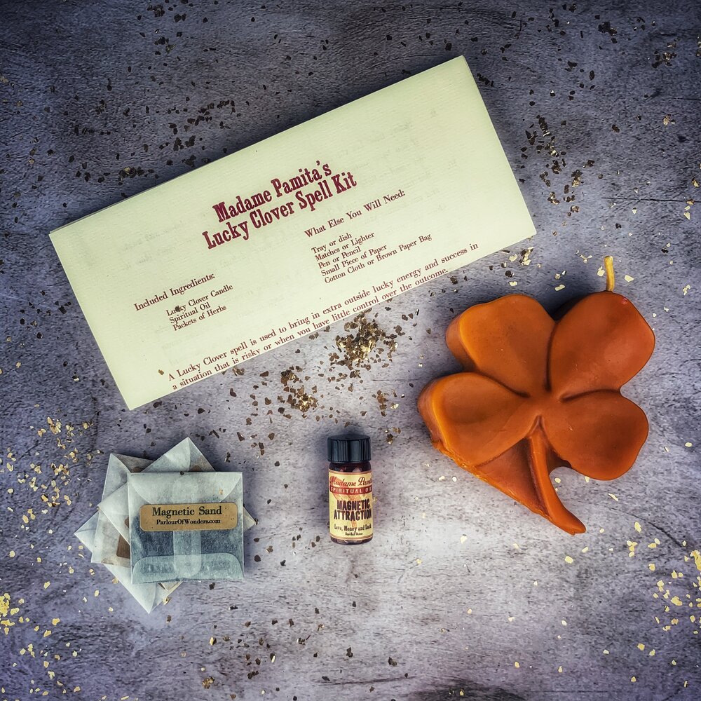 Kit de hechizos de velas Lucky Clover - Buena fortuna y golpes de suerte