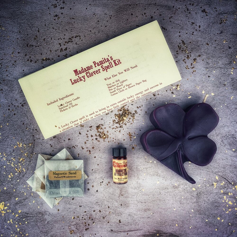 Kit de hechizos de velas Lucky Clover - Buena fortuna y golpes de suerte