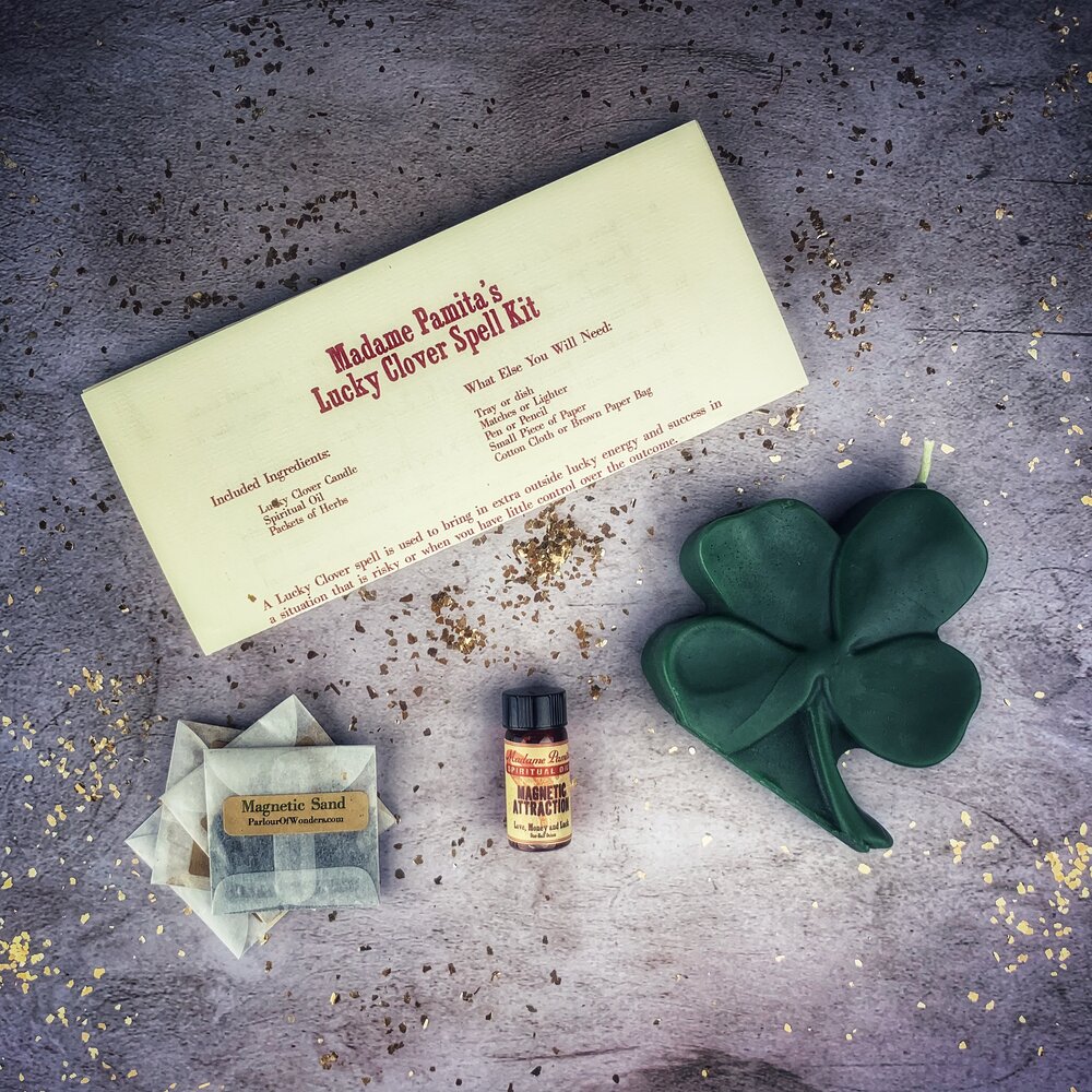 Kit de hechizos de velas Lucky Clover - Buena fortuna y golpes de suerte