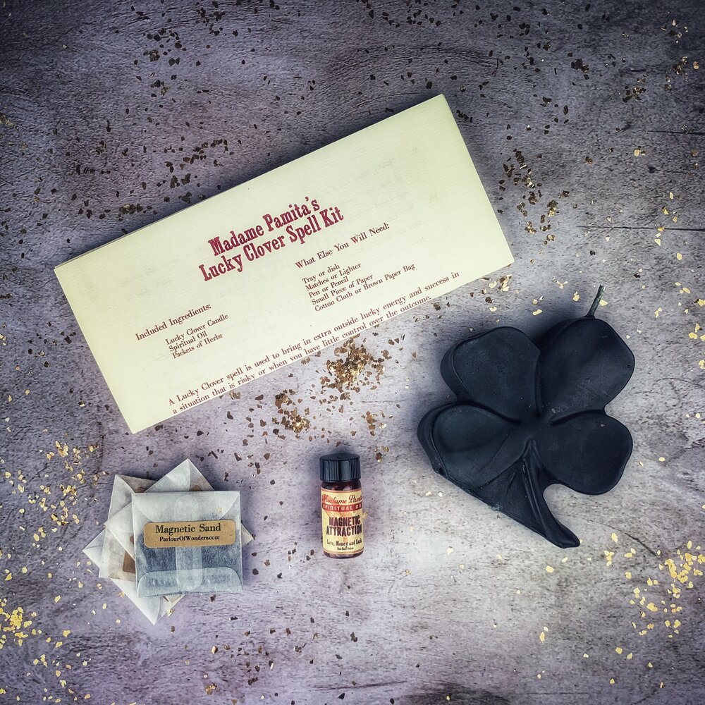 Kit de hechizos de velas Lucky Clover - Buena fortuna y golpes de suerte