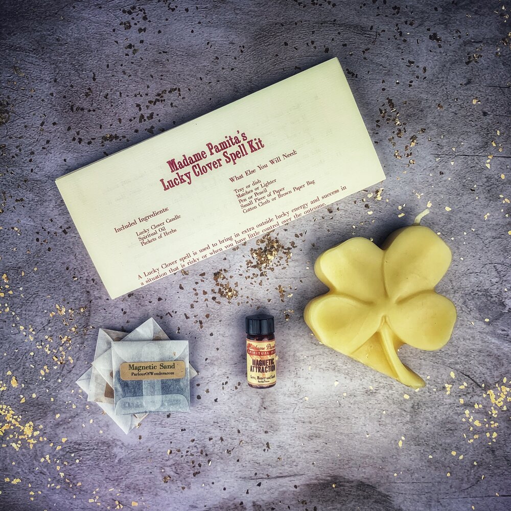 Kit de hechizos de velas Lucky Clover - Buena fortuna y golpes de suerte