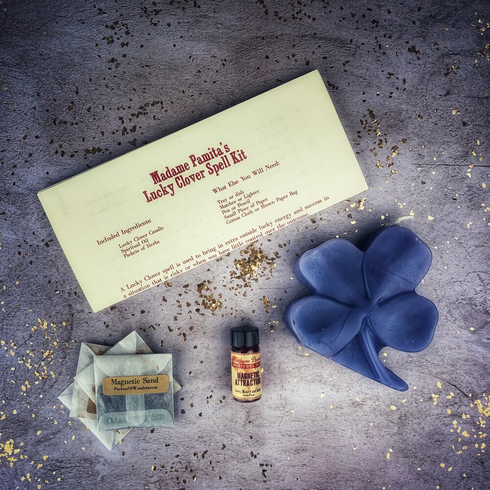 Kit de hechizos de velas Lucky Clover - Buena fortuna y golpes de suerte