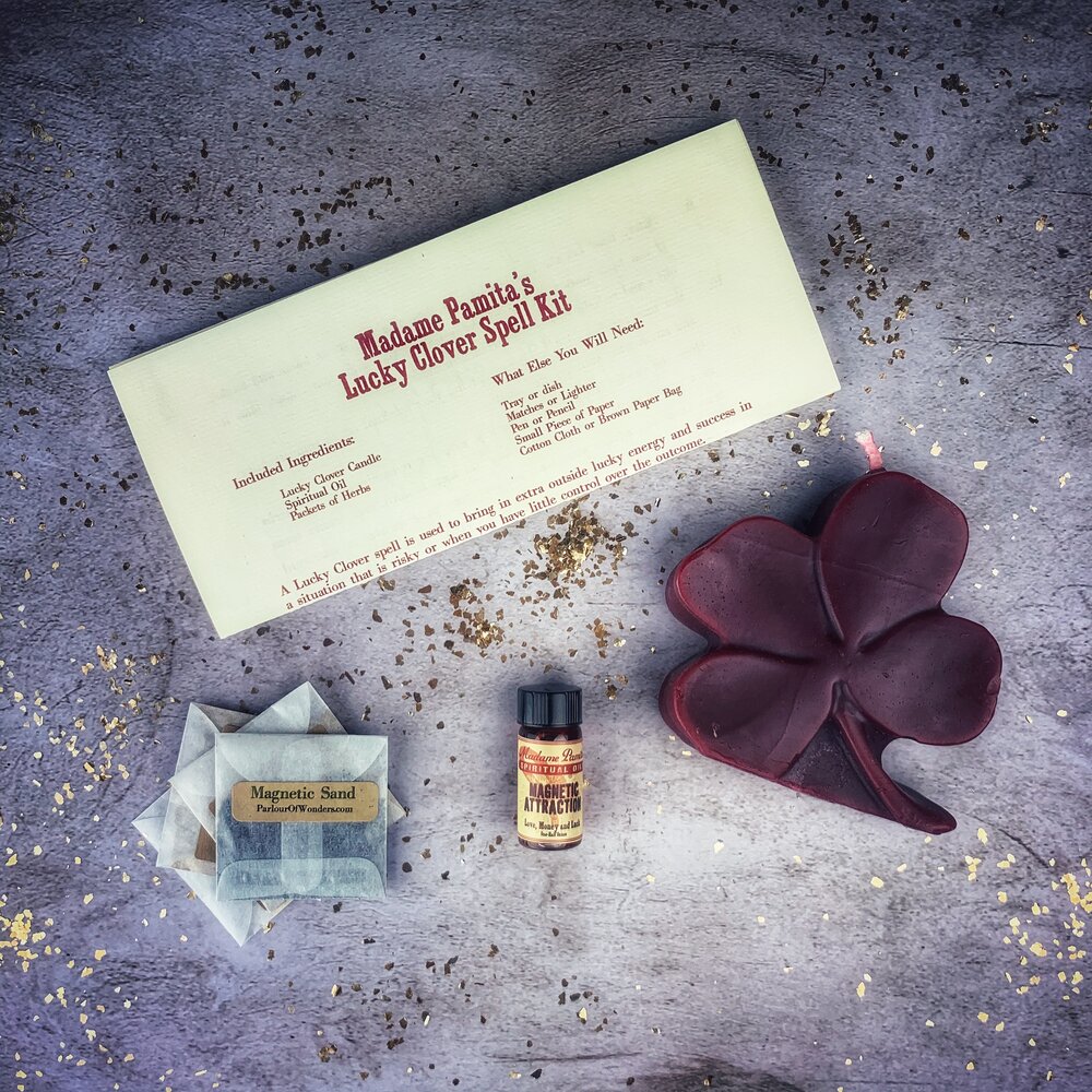 Kit de hechizos de velas Lucky Clover - Buena fortuna y golpes de suerte