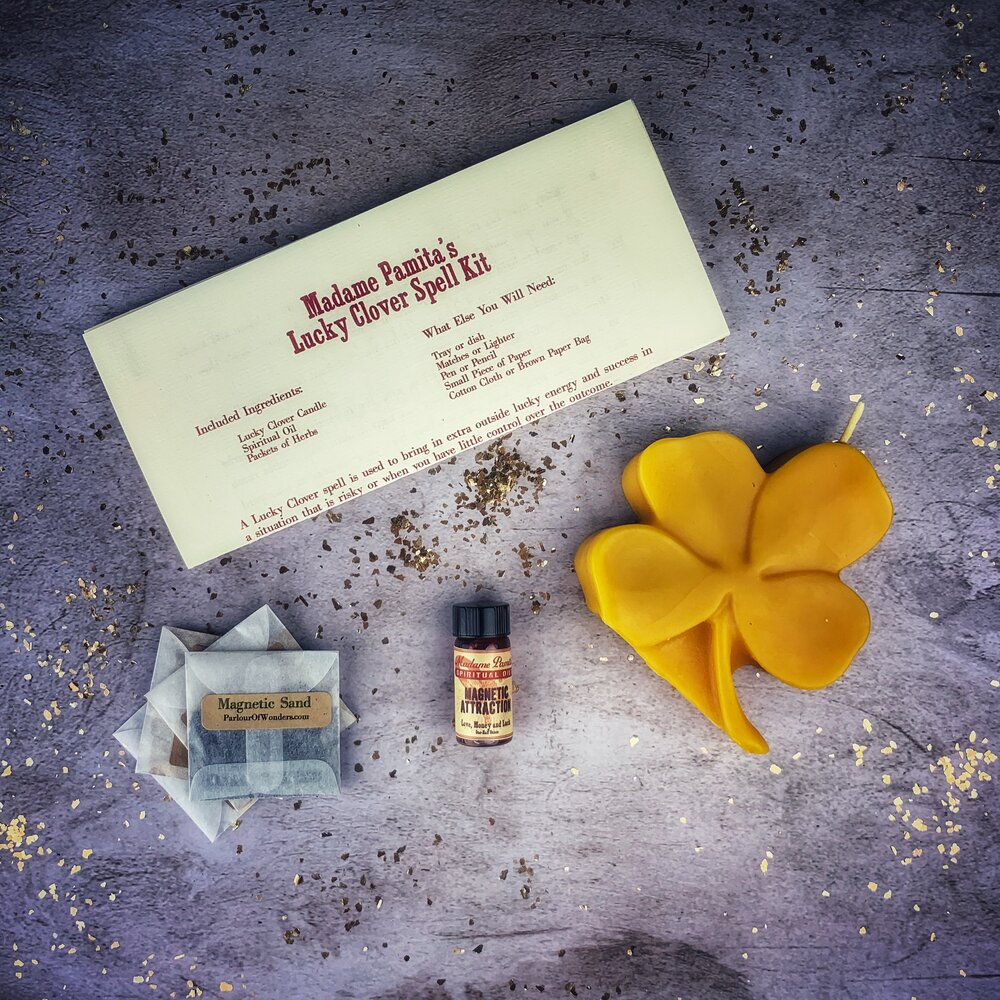 Kit de hechizos de velas Lucky Clover - Buena fortuna y golpes de suerte