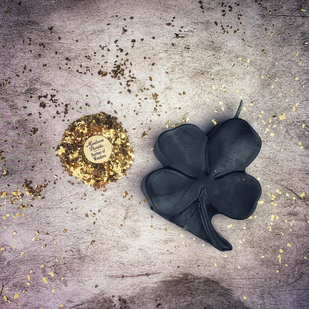 Vela de hechizo de cera de abejas de trébol de cuatro hojas de la suerte - Magia de buena fortuna y golpes de suerte