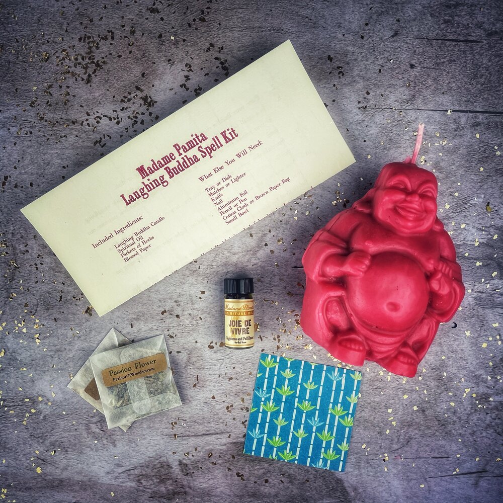 Kit de Hechizo de Vela de la Abundancia del Buda que Ríe - Magia para la Riqueza, Suerte y Prosperidad