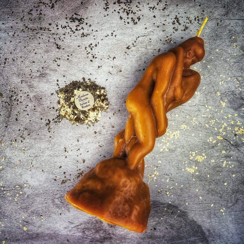 Vela de cera de abeja "Amantes Apasionados" - Enciende el Romance y la Magia del Deseo