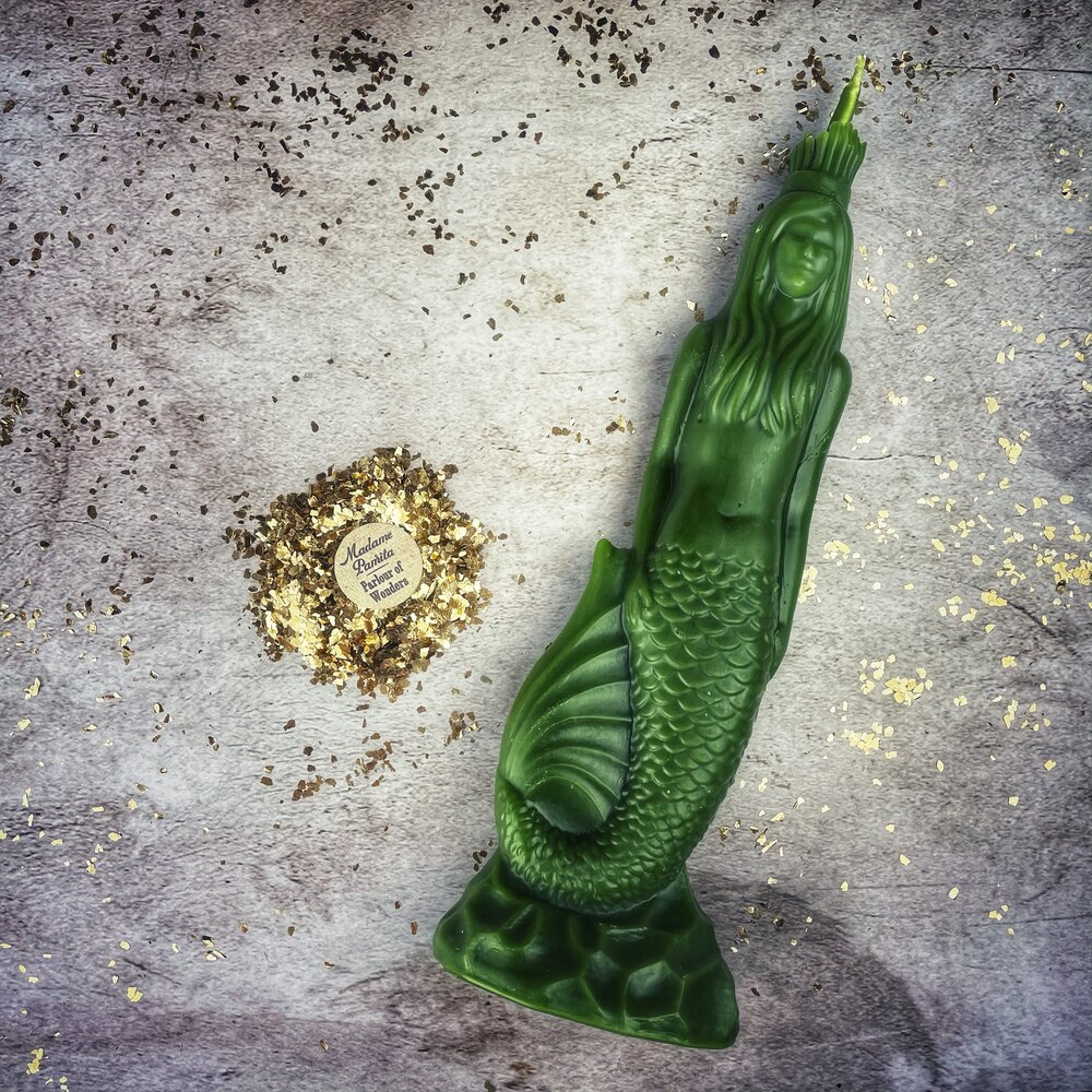 Vela de cera de abejas "Magia de sirena" - Magia de amor, belleza y diosas del agua