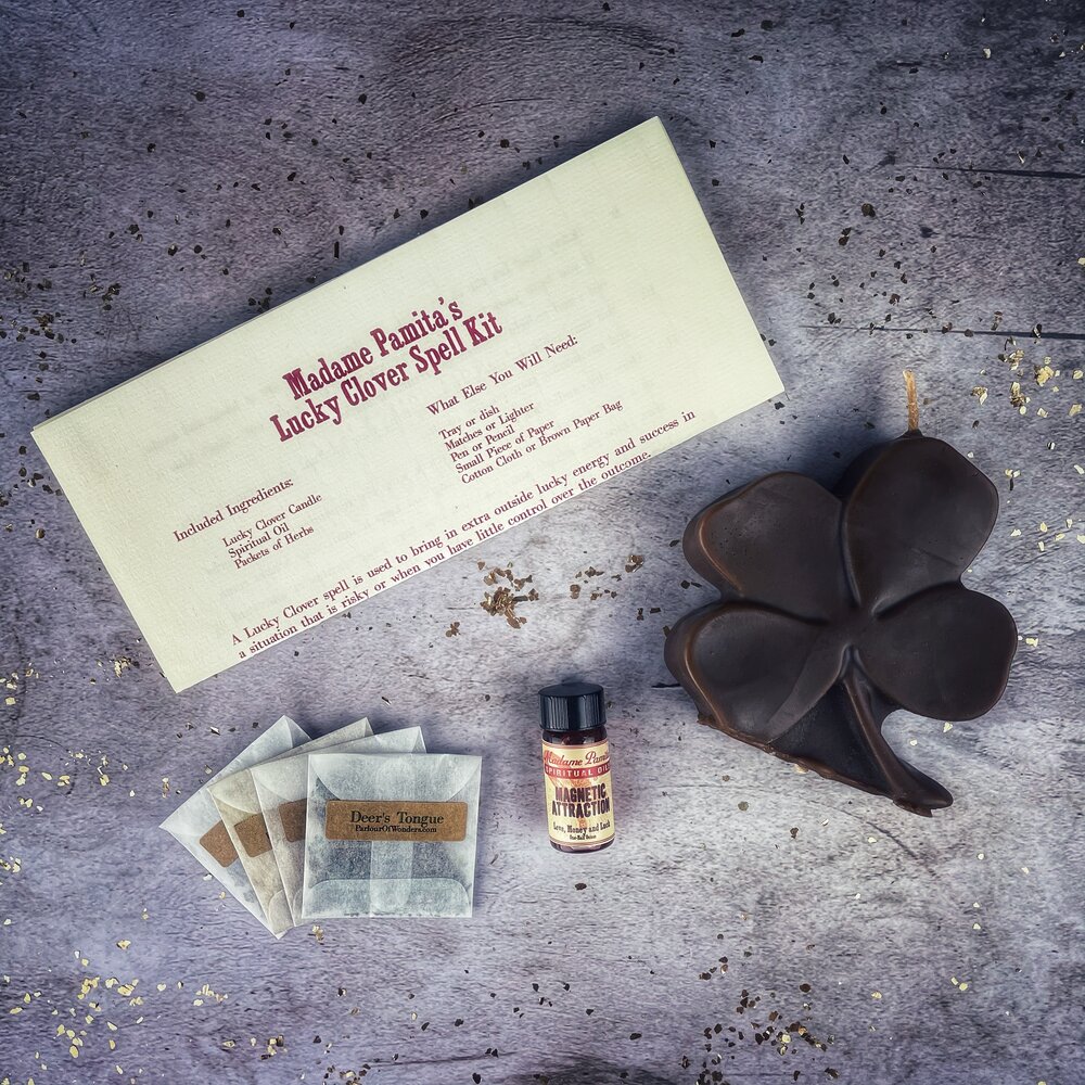 Kit de hechizos de velas Lucky Clover - Buena fortuna y golpes de suerte