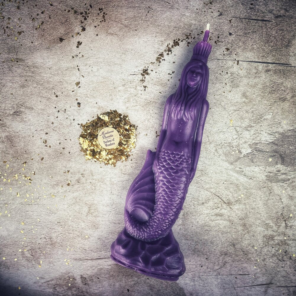 Vela de cera de abejas "Magia de sirena" - Magia de amor, belleza y diosas del agua