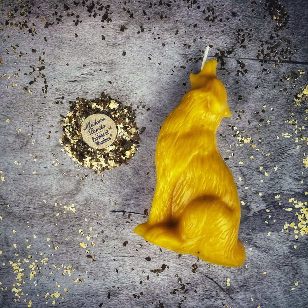 Vela Mágica de Cera de Abeja con Lobo Aullador - Coraje y Voz Auténtica