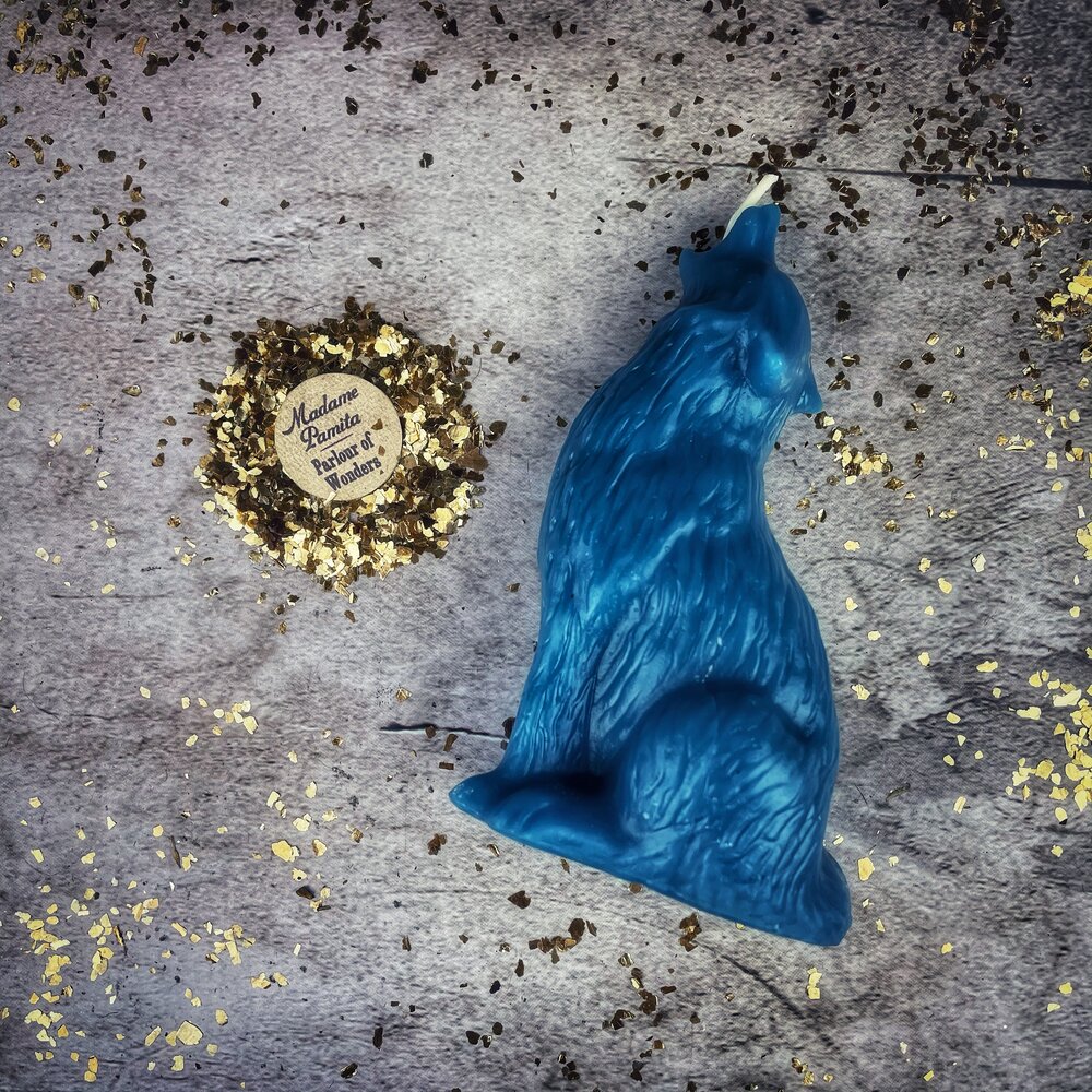 Vela Mágica de Cera de Abeja con Lobo Aullador - Coraje y Voz Auténtica