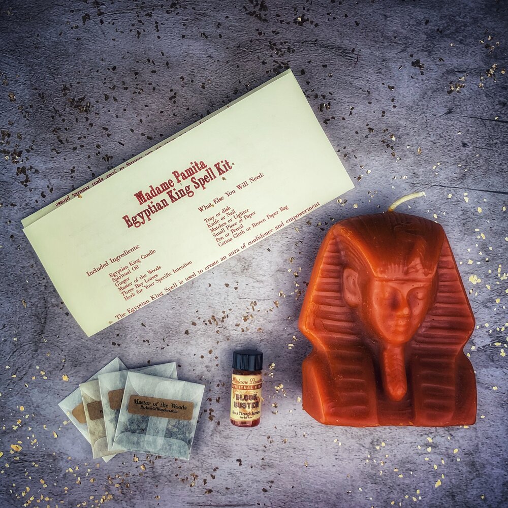 Kit de hechizos con vela de Rey Egipcio - Poder, Magnetismo y Magia Faraónica