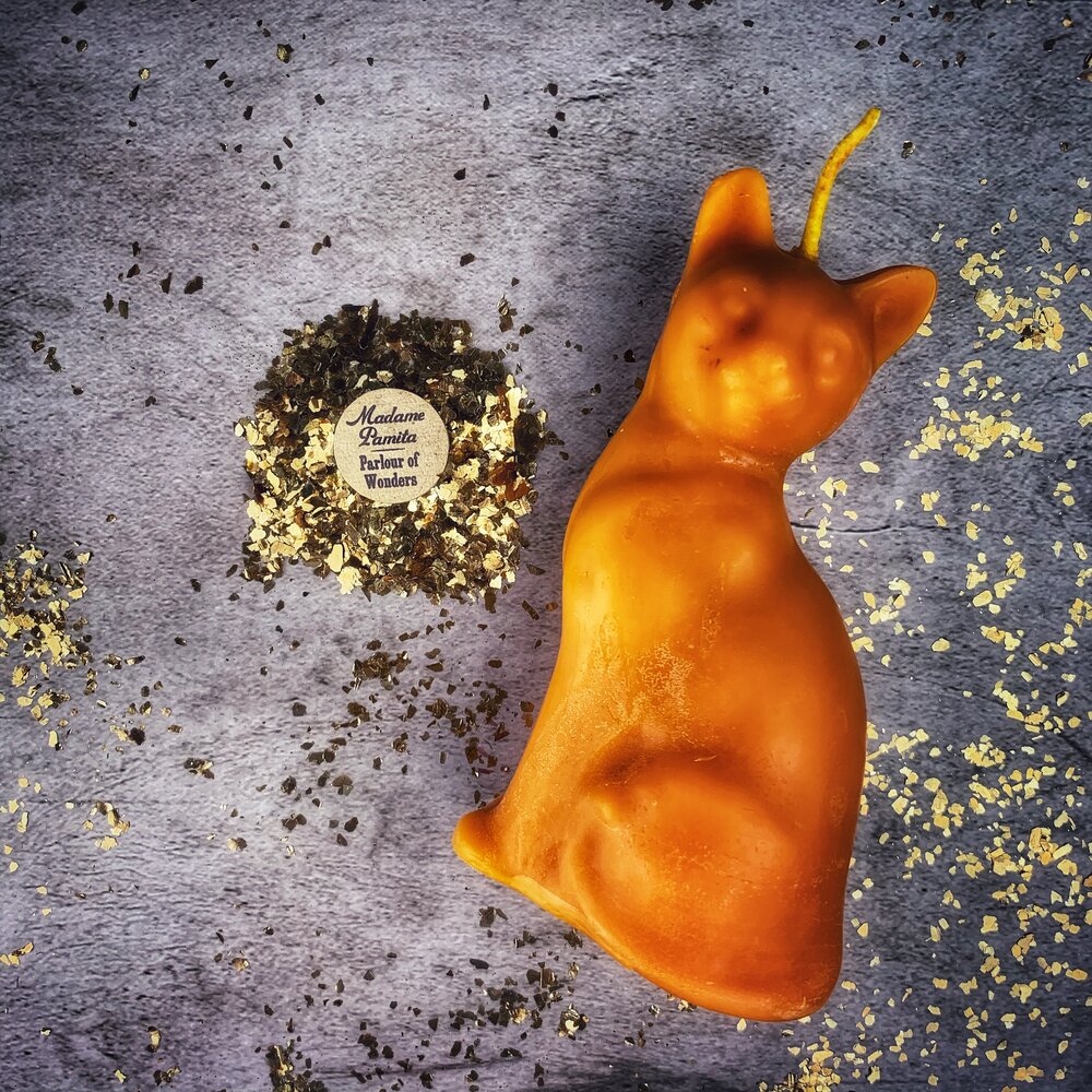 Vela Mágica Gato de la Suerte de Cera de Abeja - Acción Rápida y Magia de Manifestación
