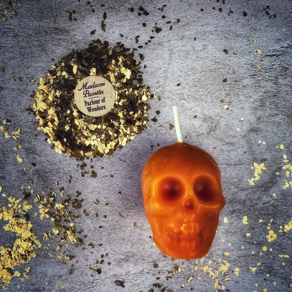Vela Mágica de Calavera Pequeña de Cera de Abeja - Influencia Mental y Sabiduría Ancestral