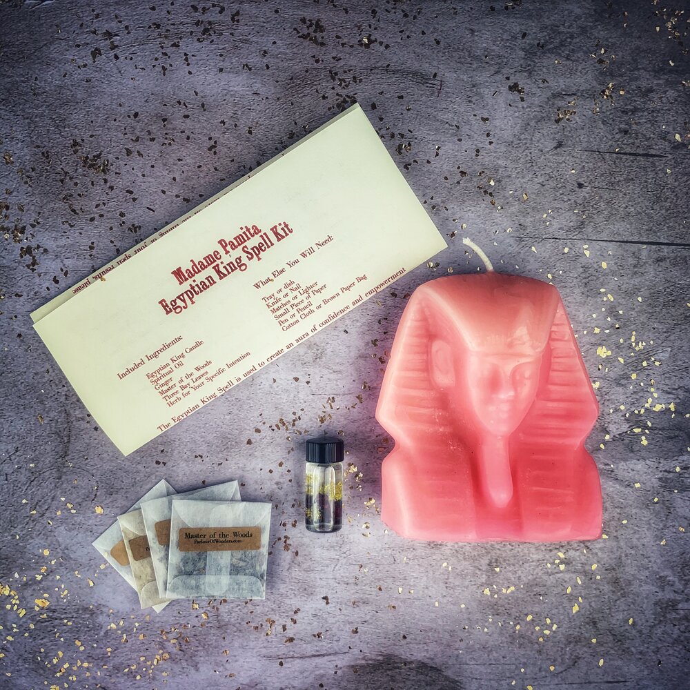 Kit de hechizos con vela de Rey Egipcio - Poder, Magnetismo y Magia Faraónica