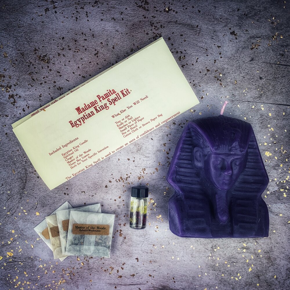 Kit de hechizos con vela de Rey Egipcio - Poder, Magnetismo y Magia Faraónica