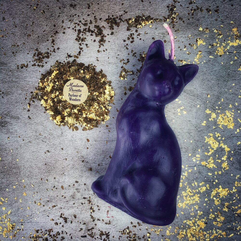 Vela Mágica Gato de la Suerte de Cera de Abeja - Acción Rápida y Magia de Manifestación