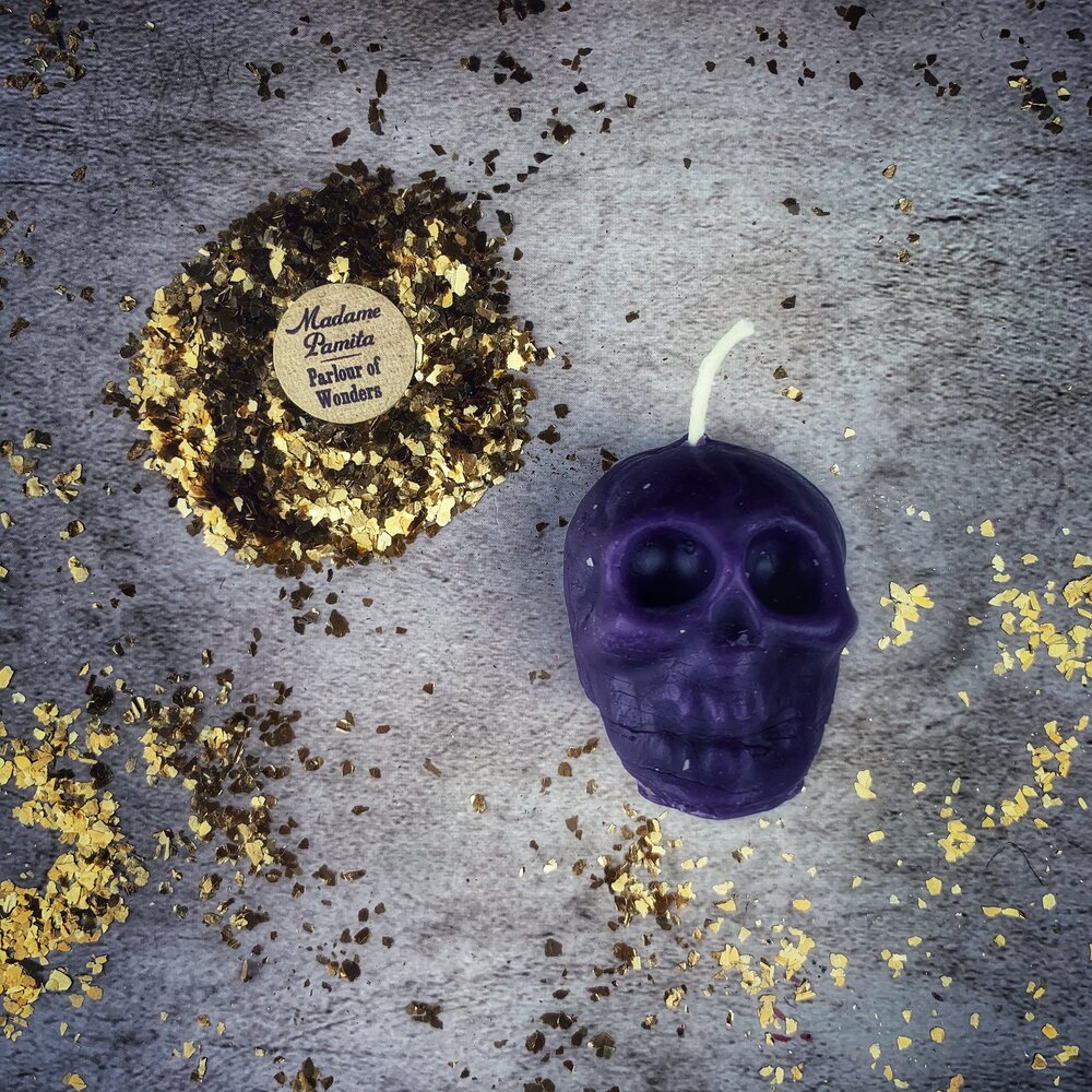 Vela Mágica de Calavera Pequeña de Cera de Abeja - Influencia Mental y Sabiduría Ancestral