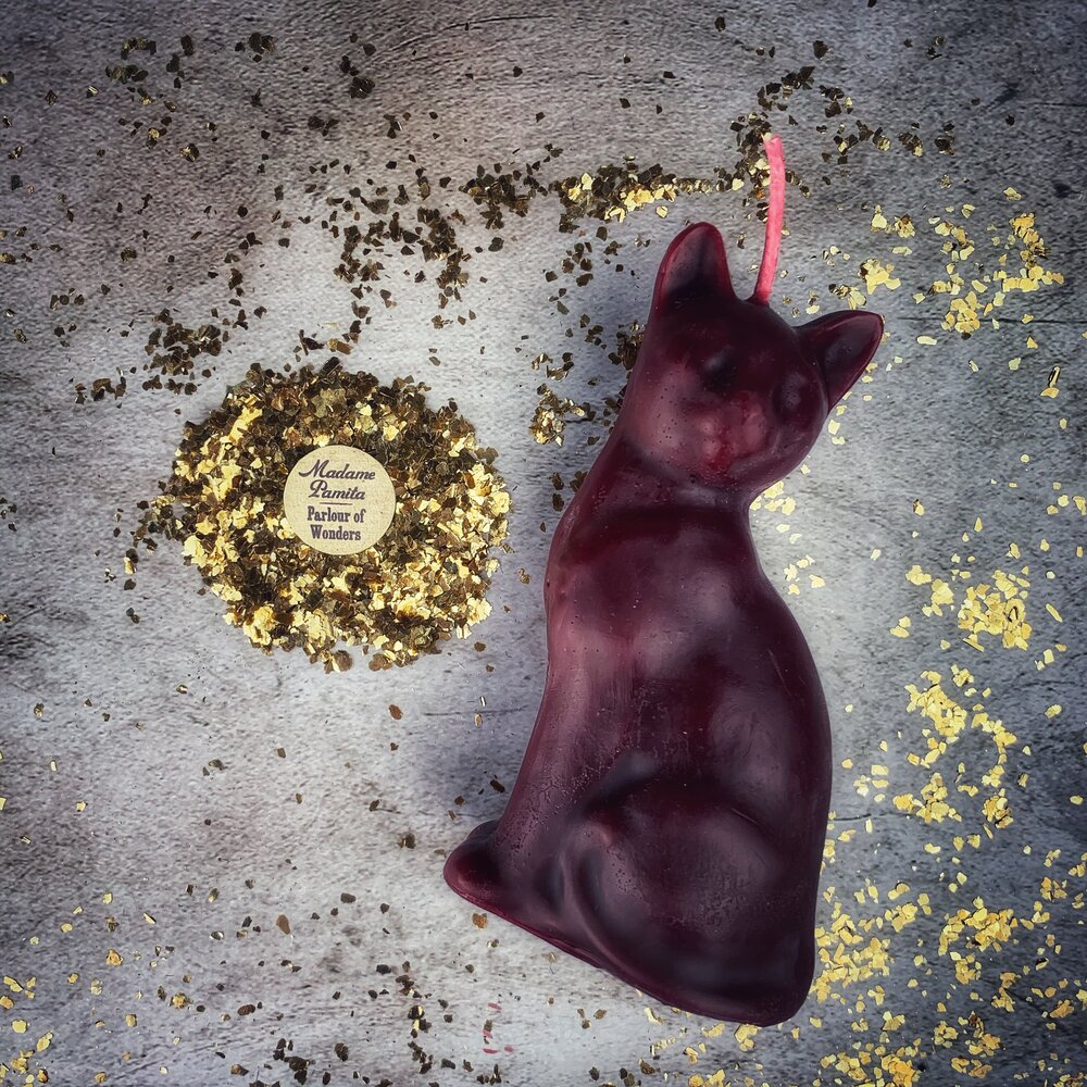 Vela Mágica Gato de la Suerte de Cera de Abeja - Acción Rápida y Magia de Manifestación