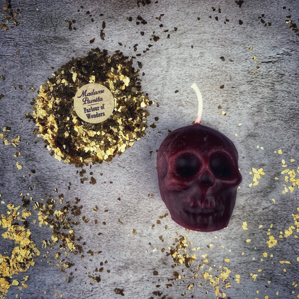 Vela Mágica de Calavera Pequeña de Cera de Abeja - Influencia Mental y Sabiduría Ancestral