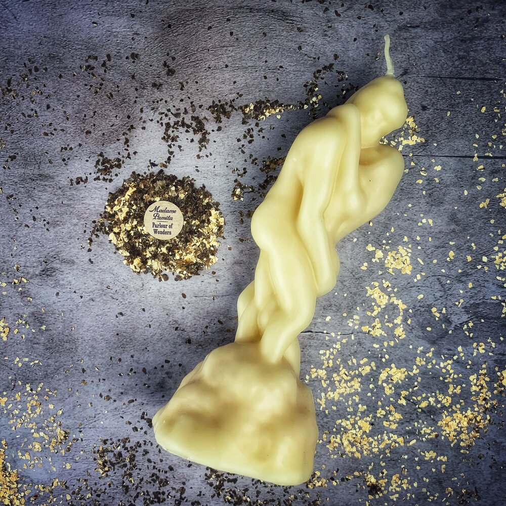 Vela de cera de abeja "Amantes Apasionados" - Enciende el Romance y la Magia del Deseo