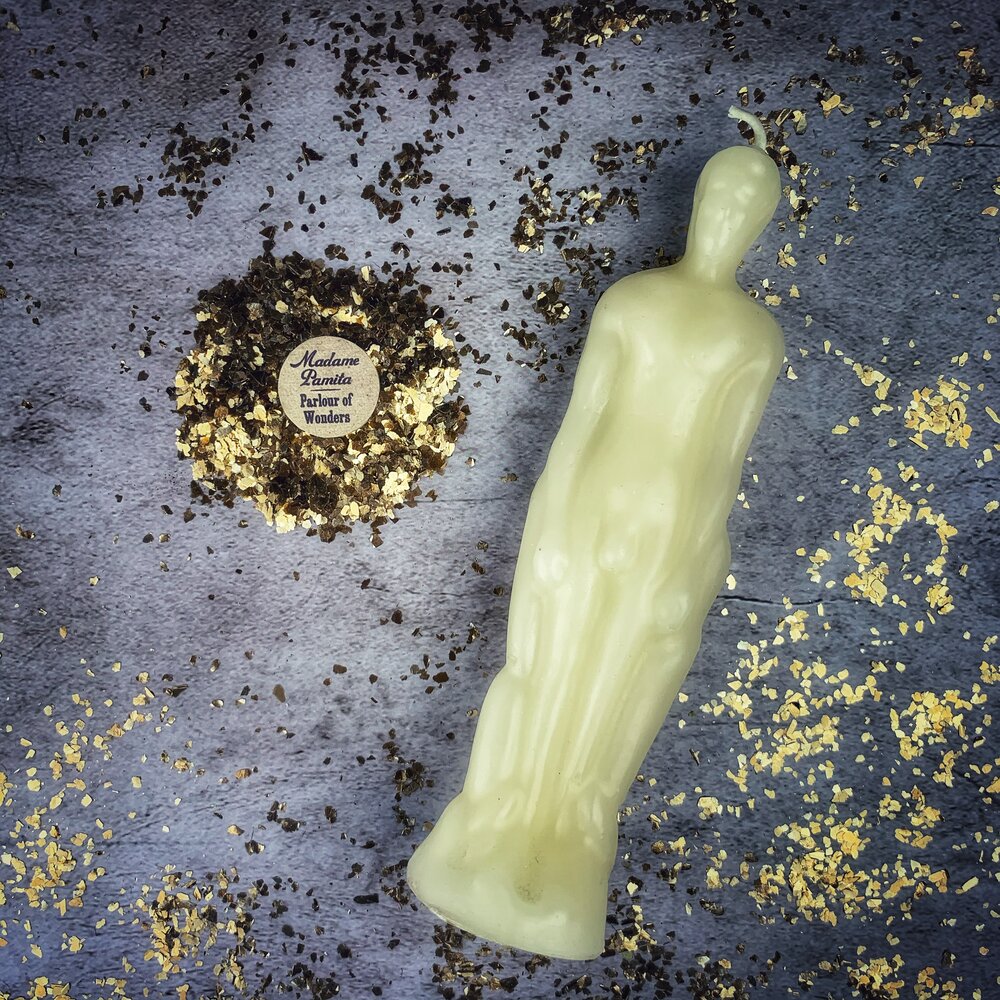 Kit de Hechizos con Vela Figurativa Masculina - Magia Simpática y Poder Personal