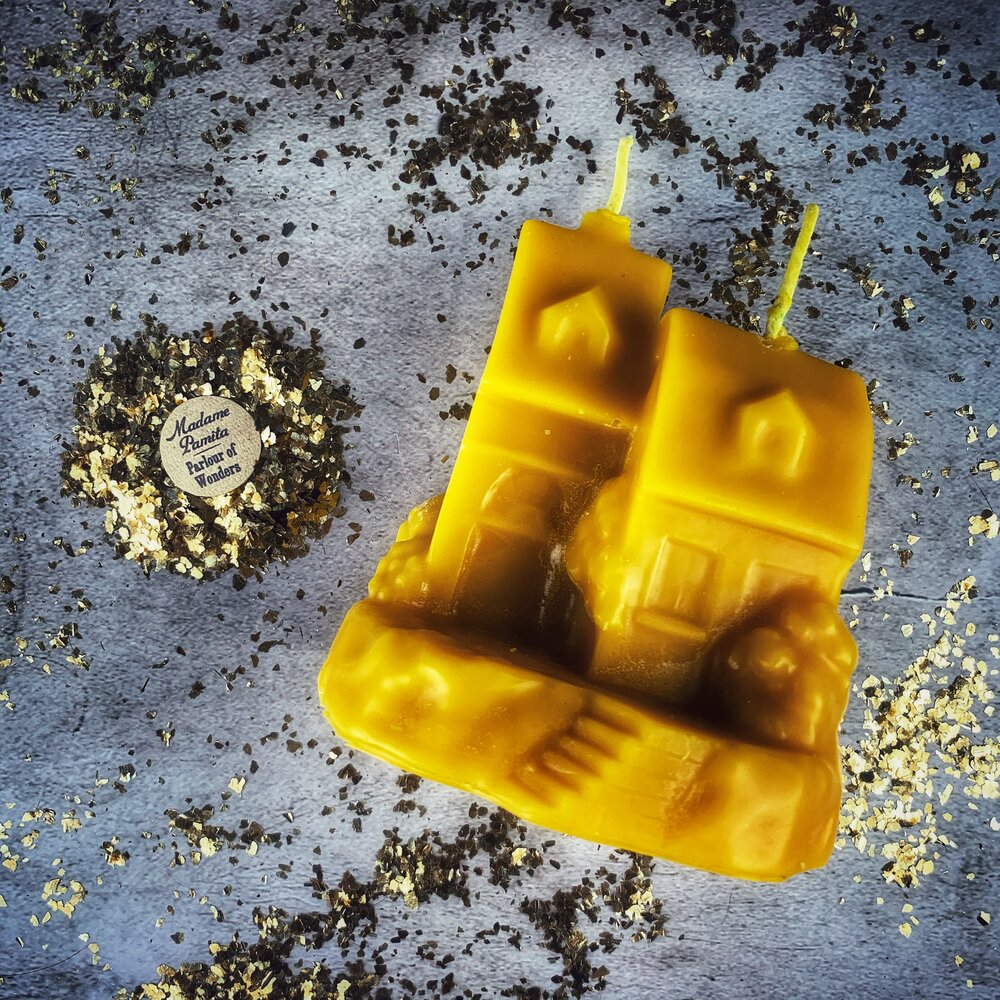 Vela Mágica Casa Feliz de Cera de Abeja - Protección del Hogar, Armonía y Bendiciones Mágicas