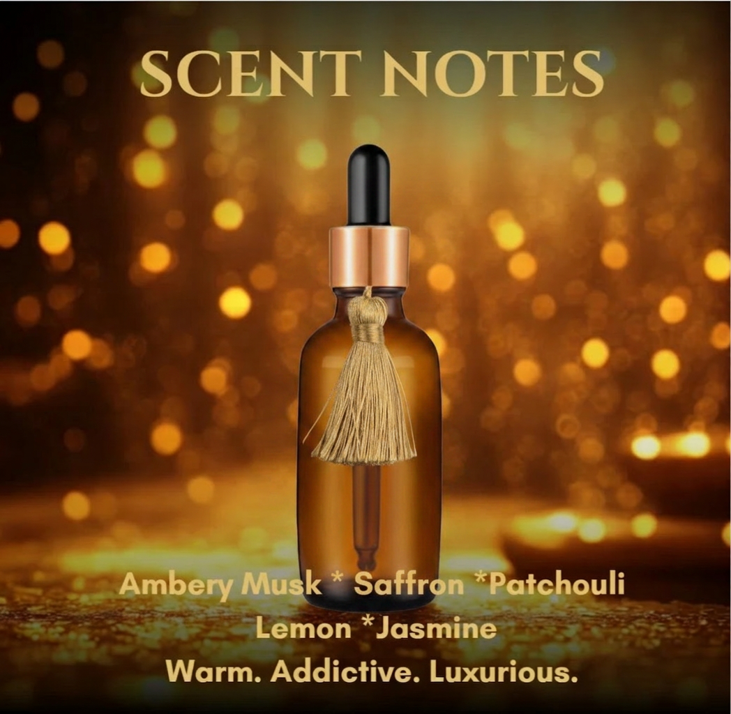 Aceite de unción dorado Midas Touch – Aceite ritual de ámbar, almizcle y azafrán