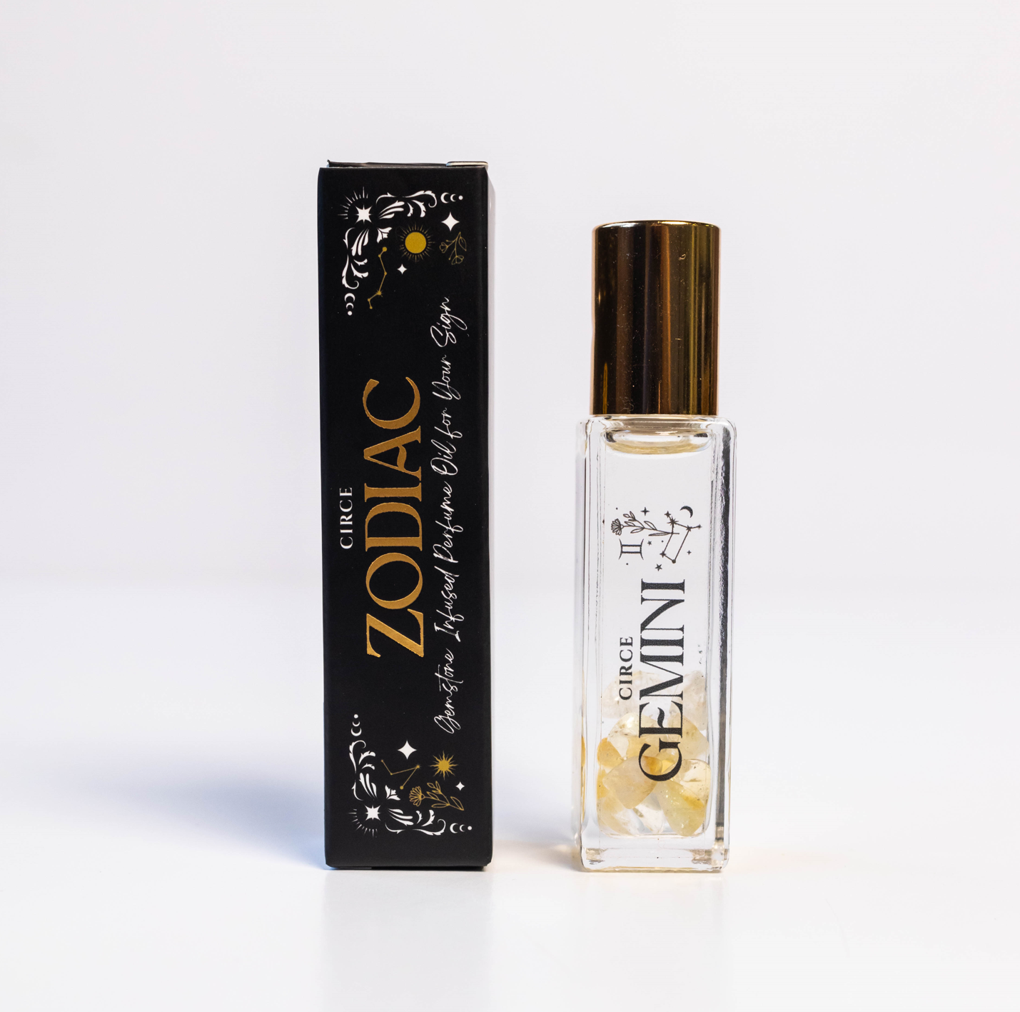 Juego de aceites perfumados del Zodíaco – 12 aromas del Zodíaco con gemas infundidas